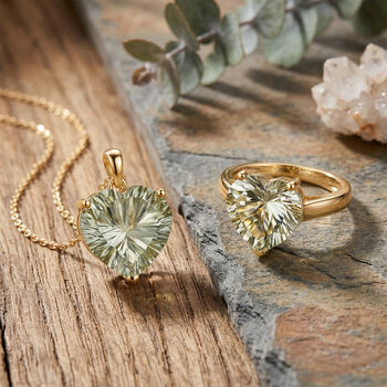 D'Joy AA Prasiolith Ring und Anh&auml;nger mit 50cm Kette