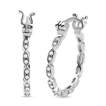 Wei&szlig;e Diamant Creolen, 925 Silber platiniert ca. 0.10 ct