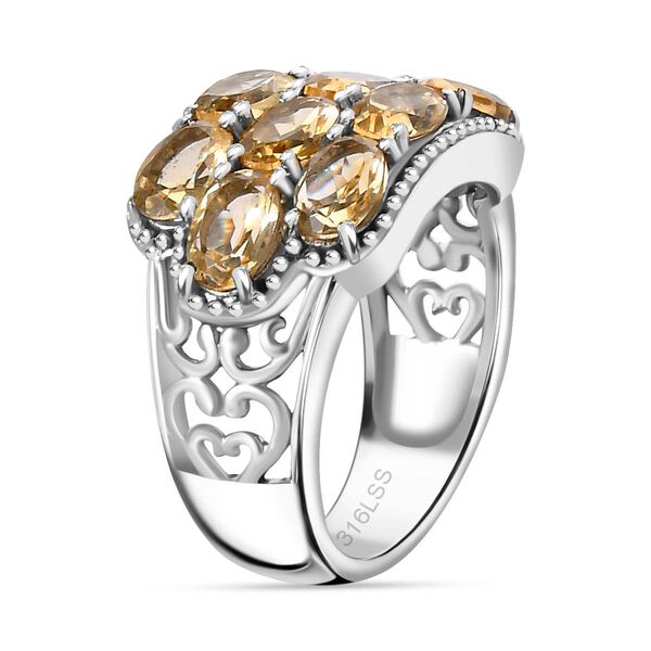 Citrin Ring, Edelstahl, (Größe 20.00) ca. 4.28 ct image number 5