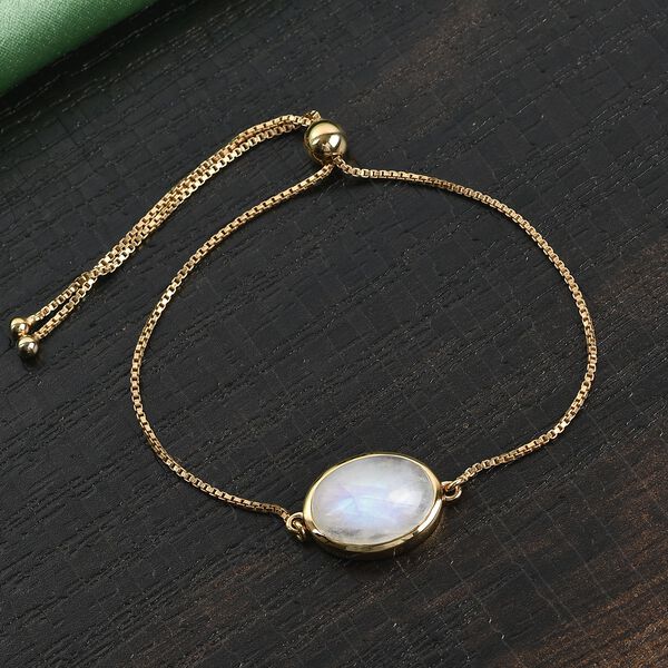 Regenbogen Mondstein Armband c.a 19 cm 925 Silber vergoldet ca. 8,71 ct image number 2