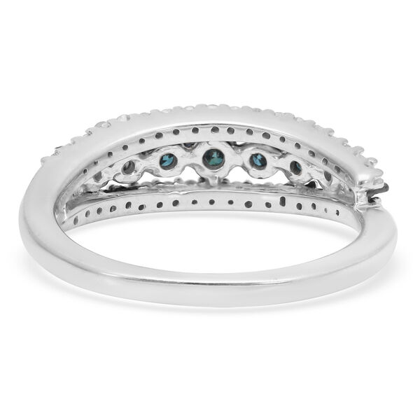 Blauer und Weißer Diamant Ring 925 Silber platiniert  ca. 0,50 ct image number 6