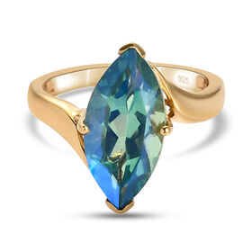 Pfau Triplett Quarz Ring 925 Silber vergoldet  ca. 3,96 ct
