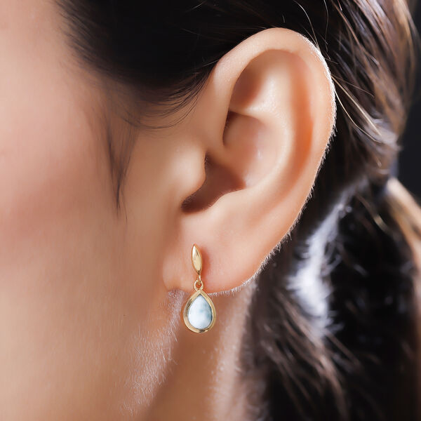 Larimar-Ohrringe, 925 Silber vergoldet ca. 2,43 ct image number 3