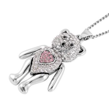 Wei&szlig;e, rosa und schwarze Kristall-Halskette, 73,75+5cm