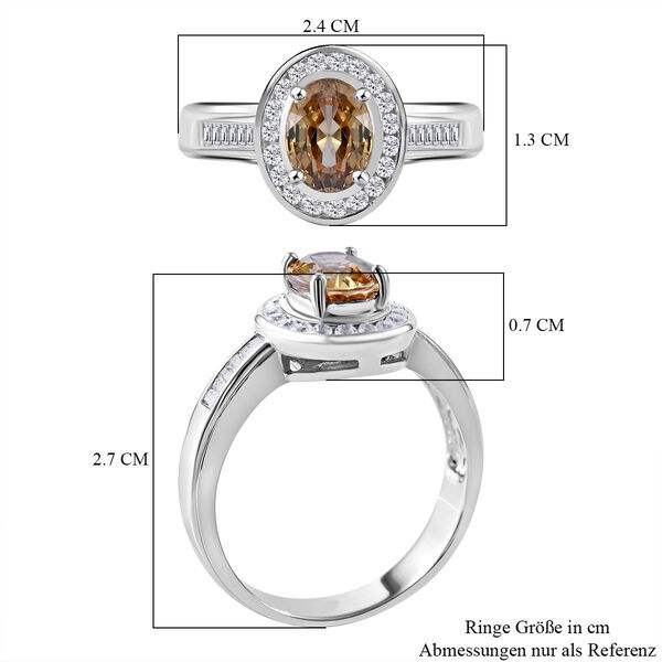 AA Gelber Zirkon, Wei&szlig;er Zirkon Ring, 925 Silber rhodiniert (Gr&ouml;&szlig;e 19.00) ca. 3.53 ct image number 4