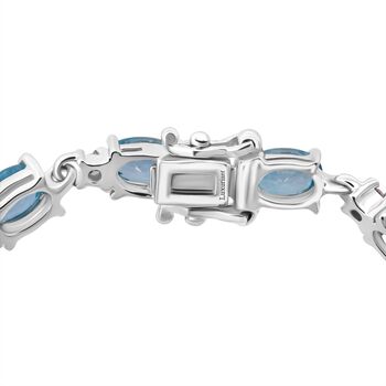 AA Blauer Zirkon, Lab Grown Diamant Armband ca. 19 cm 925 Silber rhodiniert ca. 14,72 ct.