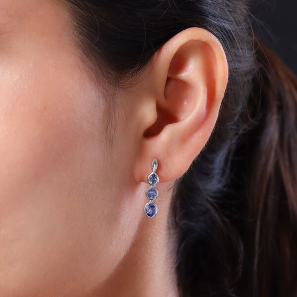 Tansanit Ohrh&auml;nger in Silber 1,31 Ct image number 3
