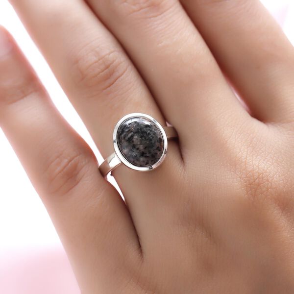 Nat&uuml;rlicher Yooperlith-Ring, 925 Silber platiniert, ca. 4,95 ct image number 3