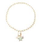 Kunststoff-Perlen- und Kristall-Halskette, 52 cm, goldfarben image number 0