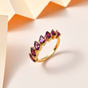 Nat&uuml;rlicher Rhodolith Granat Ring 925 Silber Gelbgold Vermeil (Gr&ouml;&szlig;e 19.00) ca. 2.14 ct