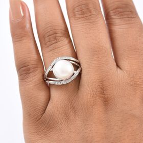 Süßwasser Perle (ca. 10.5-11 mm) Ring, Nickelfreies Messing (Größe 17.00)