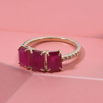 AAA Burma Rubin und Diamant Ring in 375 Gold - 3,44 ct.