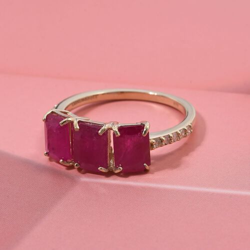 AAA Burma-Rubin, Weißer Diamant Ring 375 Gold (Größe 17.00) ca. 3.44 ct image number 1