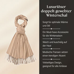 Luxuri&ouml;ser Winterschal mit Fransen, Beige hell/dunkel