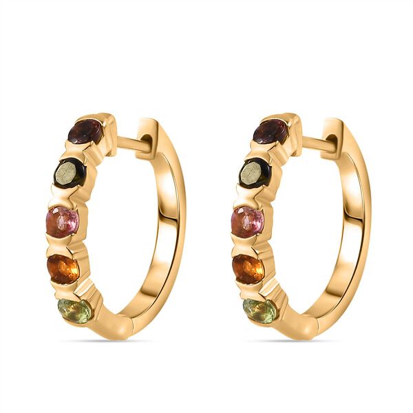 AA Mehrfarbig-Turmalin Ohrringe 925 Silber 750 Gelbgold Vermeil ca. 0,94 ct. image number 4