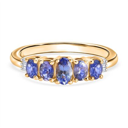 D&rsquo;joy Tansanit Ring 925 Silber 750 Gelb Vergoldet (Gr&ouml;&szlig;e 17.00) ca. 0,90 ct