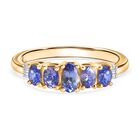 D’joy Tansanit Ring 925 Silber 750 Gelb Vergoldet (Größe 17.00) ca. 0,90 ct