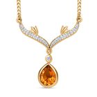 Serra Gaucha Citrin, Wei&szlig;er Zirkon Halskette, ca. 45 cm, 925 Silber Gelbgold Vermeil, ca. 1.51 ct