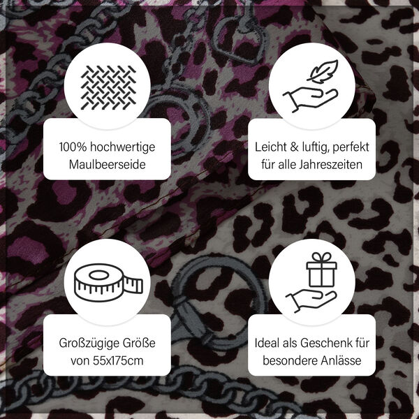 LA MAREY – Satinschal aus Maulbeerseide, Leopardmuster image number 4