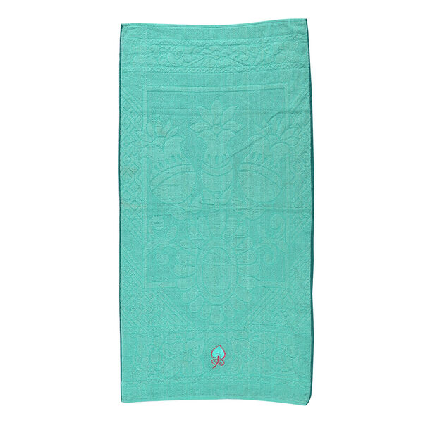2er-Set Badetuch mit Stickerei, Smaragdgrün image number 4