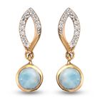 Larimar und Zirkon Ohrringe 925 Silber vergoldet ca. 1,17 ct