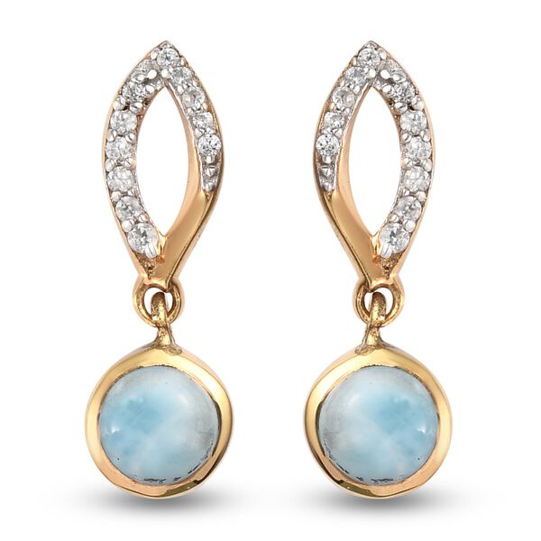 Larimar und Zirkon Ohrh&auml;nger 925 Silber vergoldet ca. 1,17 ct&nbsp;