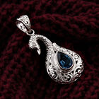 Royal Bali Collection- Londoner Blautopas Silber Solitaire Pfau Anhänger 1,57 Ct image number 2