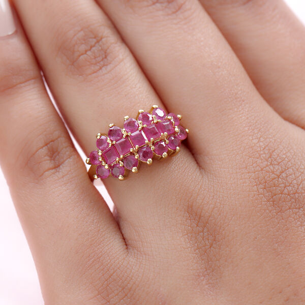 Afrikanischer Rubin-Ring, (Fissure gef&uuml;llt), 925 Silber vergoldet image number 3