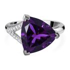 Lusaka Amethyst, weißer Zirkon Ring, 925 Silber platiniert, (Größe 17.00), ca. 5.49 ct