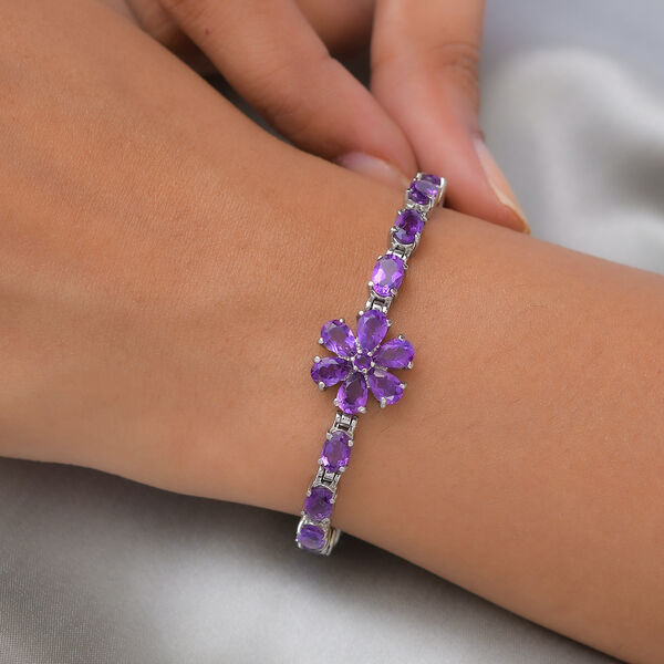 Afrikanischer Amethyst Armband 19 cm Edelstahl ca. 7,04 ct image number 2