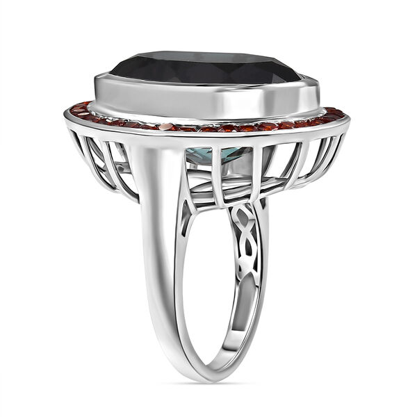 Farbwechsel-Alexandrit-Quarz-Triplette, Roter Granat Ring 925 Silber rhodiniert (Gr&ouml;&szlig;e 17.00) ca. 18.47 ct image number 4