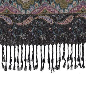 Schal mit Quasten und Paisleymuster, 70x180 cm, Schwarz, olivgr&uuml;n und blaugr&uuml;n