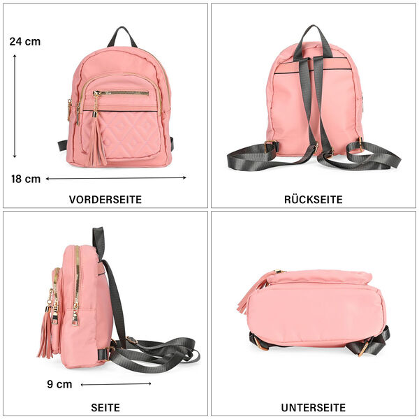 Moderner Kunstleder Rucksack in Steppoptik mit RFID-Schutz, Rosa image number 4