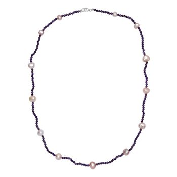 AA mehrfarbige S&uuml;&szlig;wasserperle und afrikanische Amethyst Halskette, 60cm