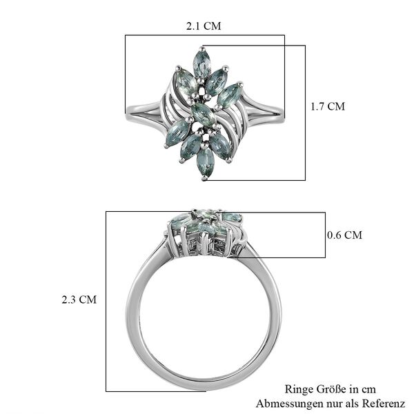 Montana Pfau Saphir floraler Ring, 925 Silber platiniert, 0,95 ct. image number 7