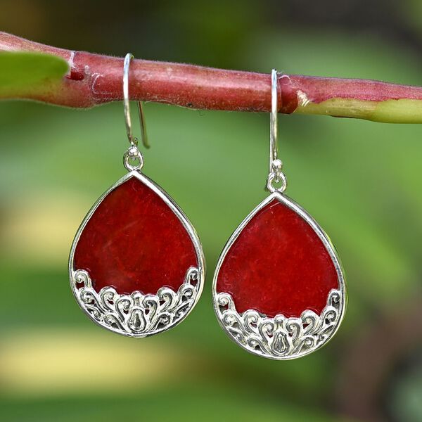 Royal Bali - Koralle Ohrringe 925 Silber image number 1