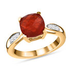 Mexikanischer Kirschfeuer-Opal und Zirkon Ring 925 Silber Gelbgold Vermeil  ca. 1,66 ct image number 3