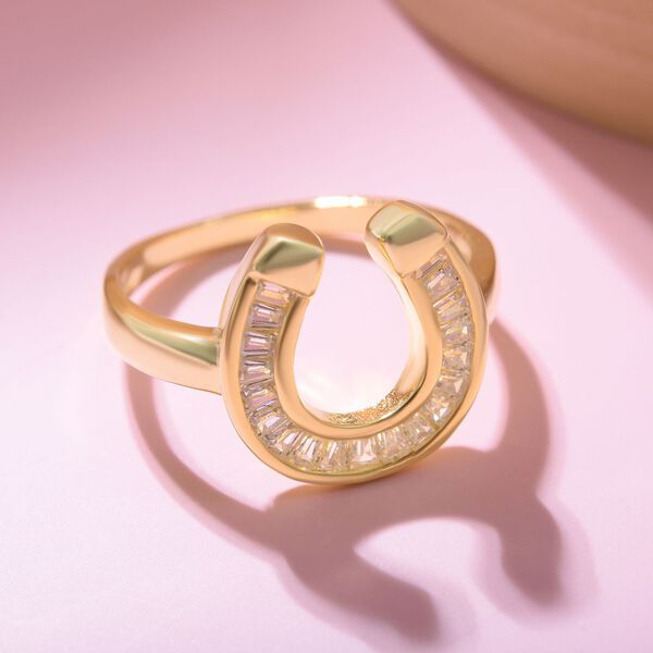 Lustro Stella - Wei&szlig;er Zirkonia Ring, 925 Silber vergoldet, ca. 0,72 ct image number 1
