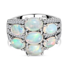 Natürlicher, äthiopischer Welo Opal Ring, 925 Silber platiniert (Größe 20.00) ca. 3.44 ct