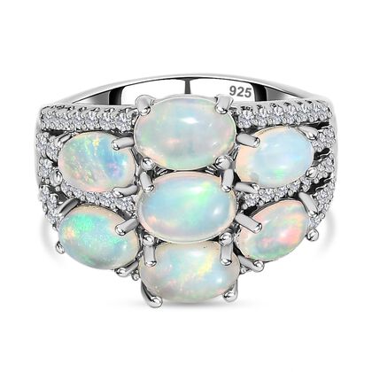 Nat&uuml;rlicher, &auml;thiopischer Welo Opal Ring, 925 Silber platiniert (Gr&ouml;&szlig;e 20.00) ca. 3.44 ct