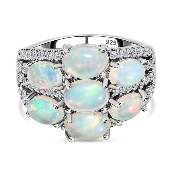 Nat&uuml;rlicher, &auml;thiopischer Welo Opal Ring, 925 Silber platiniert (Gr&ouml;&szlig;e 20.00) ca. 3.44 ct