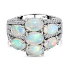 Natürlicher, äthiopischer Welo Opal Ring, 925 Silber platiniert (Größe 20.00) ca. 3.44 ct image number 0