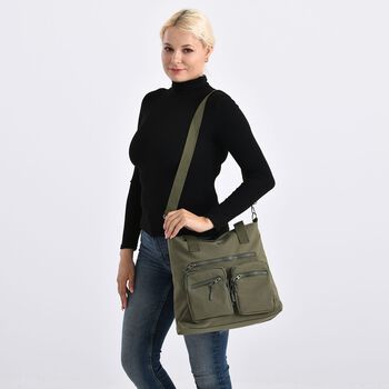 Crossbody-Schultertasche mit Mehrfachf&auml;chern, 31x30x14cm, Gr&uuml;n