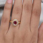 Fissure gefüllt Rubin und Zirkon Ring 925 Silber vergoldet  ca. 1,26 ct image number 2