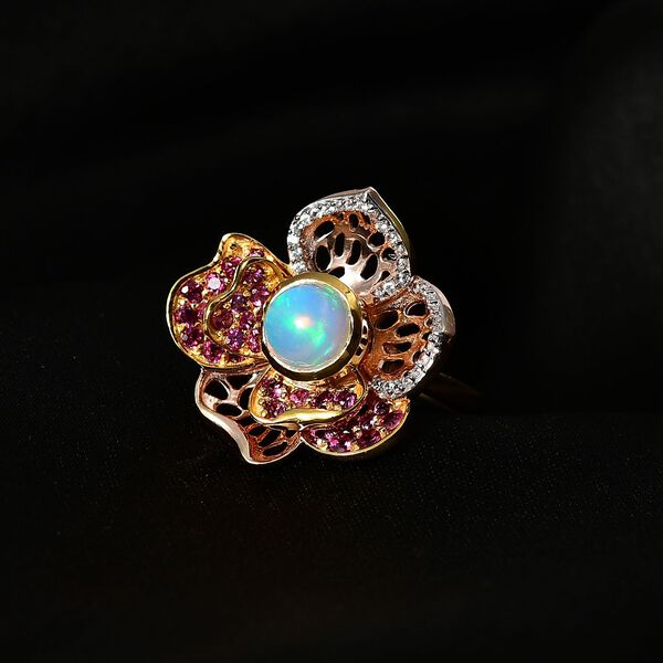 GP Italian Garden Kollektion - AA natürlicher, äthiopischer Welo Opal, Rhodolith Granat und Multi-Edelstein-Ring - 2,33 ct. image number 3