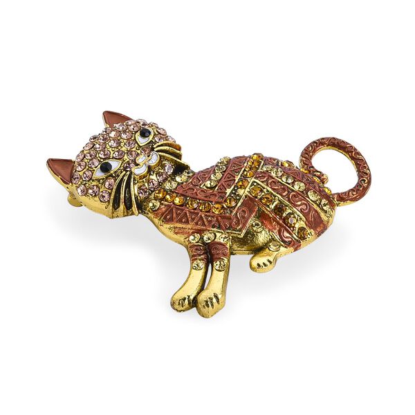 Mehrfarbiger Kristall Brosche Antikes Gold image number 4