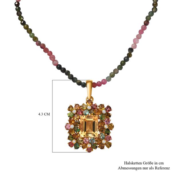 Citrin und mehrfarbige Turmalin-Halskette 45 cm - 42,96 ct. image number 6