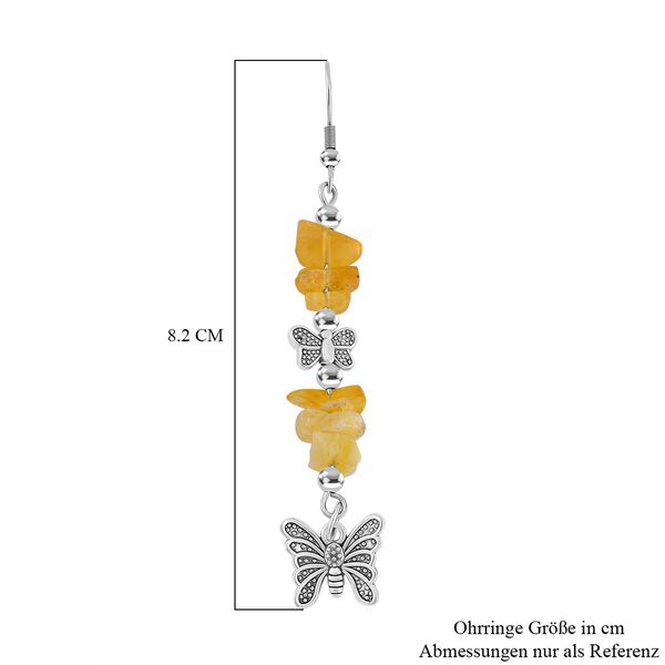 Rosenquarz, Gelber Opal Schmuckset Reiner Edelstahl Schwarz oxidiert und Legierung Schwarz oxidiert ca. 75.00 ct image number 5