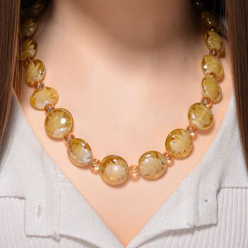 Champagner Glas-Perlen 53,25cm Halskette und flexibles Armband im Murano-Stil