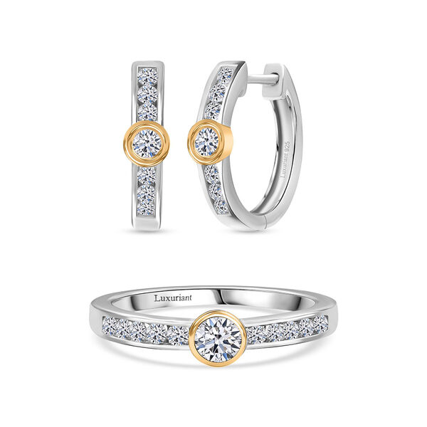LUXURIANT DIAMOND- SI-GH Labor Diamant zweifarbiger Ring und Ohrringe